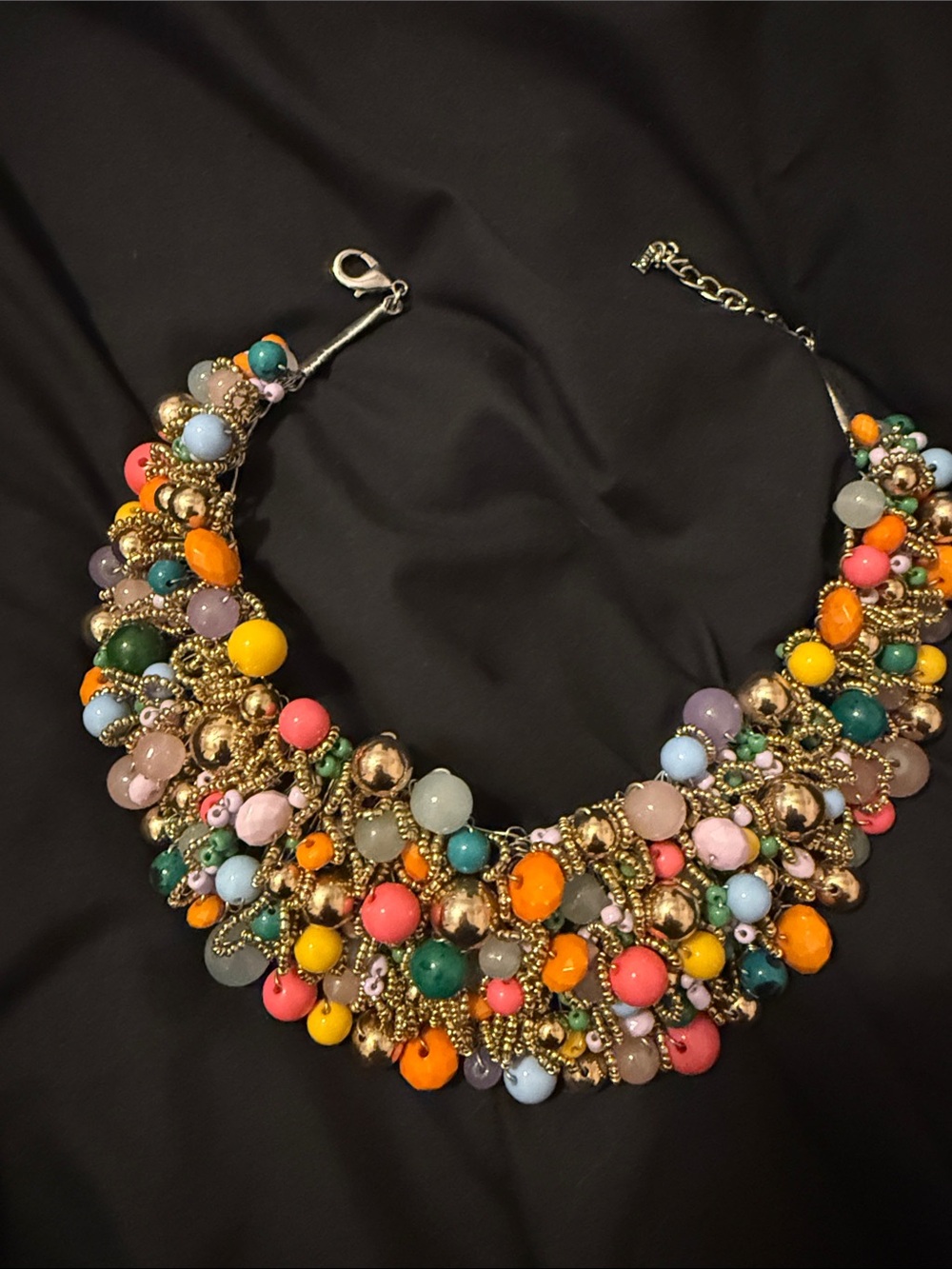 Colorful Multistrand Bead Statement Necklace - Vibrant Multicolor